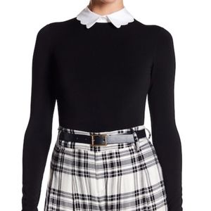 ALICE+OLIVIA - Long Sleeve Scallop Collar Bodysuit